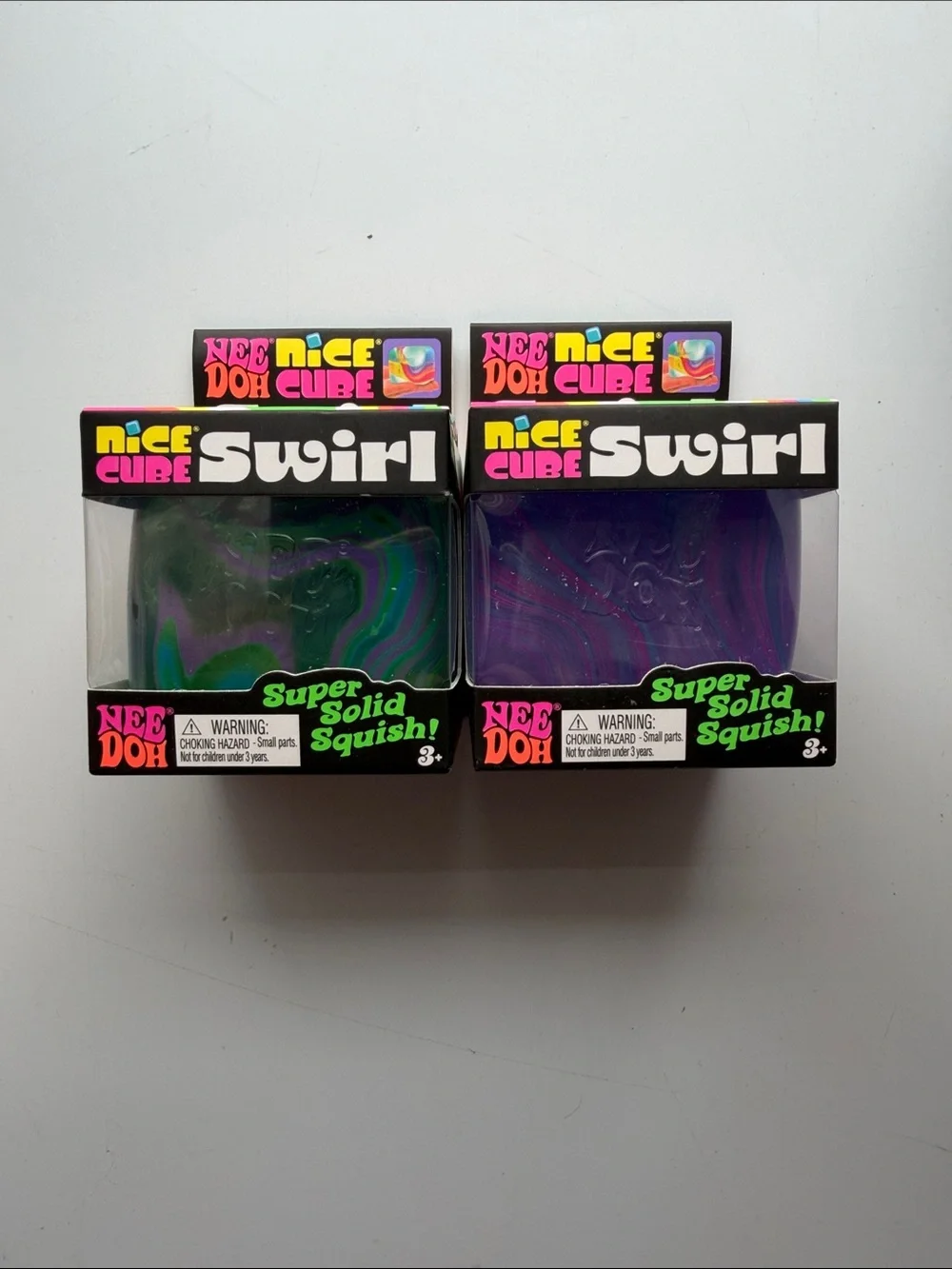 Nice Cube Swirl Super Solid Squish! - Purple & Green + Purple & Blue